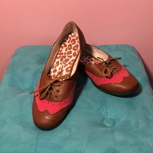 pink & brown saddle shoes